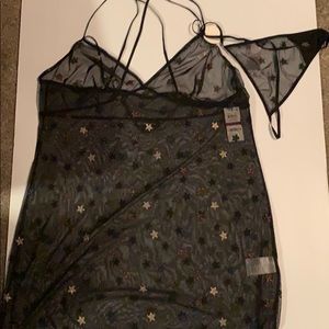 INC glitter star print mesh nightgown and thong